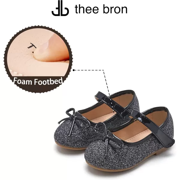 THEE BRON Toddler Girls Shoes Mary Jane Flats for Girls Ballerina Dress ShoesAf305black