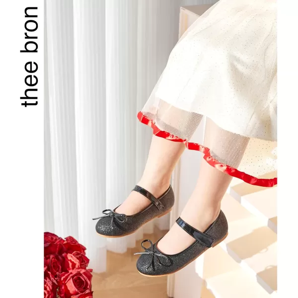 THEE BRON Toddler Girls Shoes Mary Jane Flats for Girls Ballerina Dress ShoesAf305black