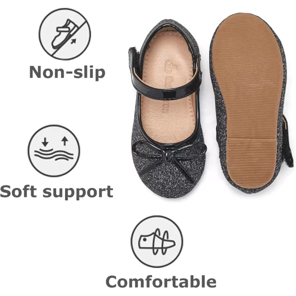 THEE BRON Toddler Girls Shoes Mary Jane Flats for Girls Ballerina Dress ShoesAf305black