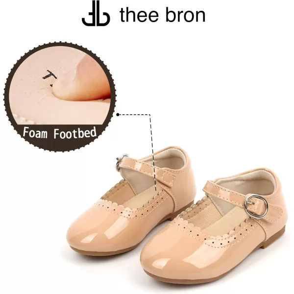 THEE BRON Toddler Girls Shoes Mary Jane Flats for Girls Ballerina Dress ShoesAf312beige