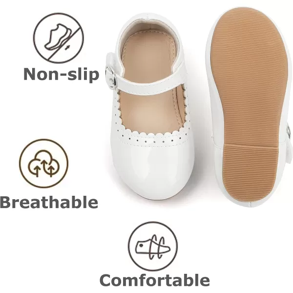 THEE BRON Toddler Girls Shoes Mary Jane Flats for Girls Ballerina Dress ShoesAf312white