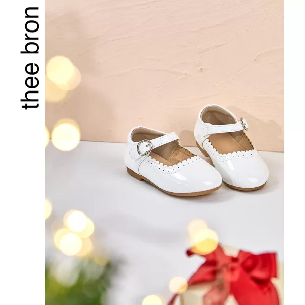 THEE BRON Toddler Girls Shoes Mary Jane Flats for Girls Ballerina Dress ShoesAf312white