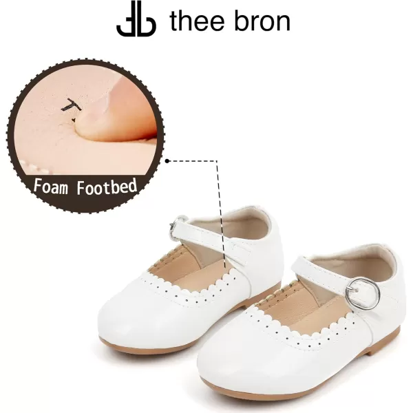 THEE BRON Toddler Girls Shoes Mary Jane Flats for Girls Ballerina Dress ShoesAf312white