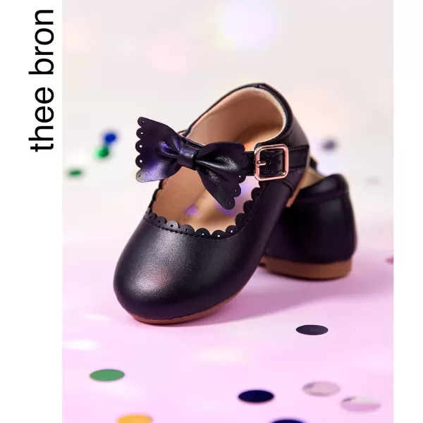 THEE BRON Toddler Girls Shoes Mary Jane Flats for Girls Ballerina Dress ShoesAf324black