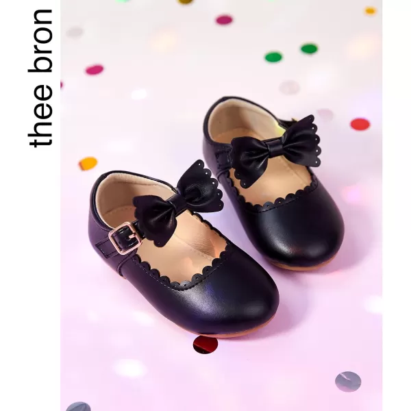 THEE BRON Toddler Girls Shoes Mary Jane Flats for Girls Ballerina Dress ShoesAf324black
