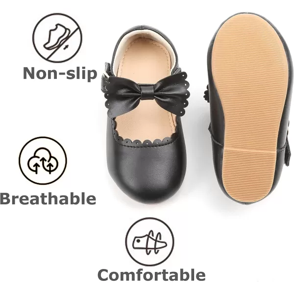 THEE BRON Toddler Girls Shoes Mary Jane Flats for Girls Ballerina Dress ShoesAf324black