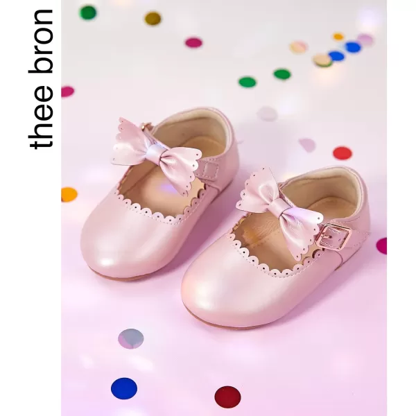 THEE BRON Toddler Girls Shoes Mary Jane Flats for Girls Ballerina Dress ShoesAf324pink