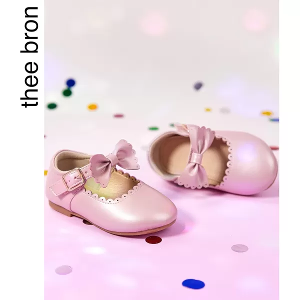 THEE BRON Toddler Girls Shoes Mary Jane Flats for Girls Ballerina Dress ShoesAf324pink