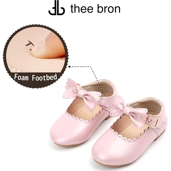 THEE BRON Toddler Girls Shoes Mary Jane Flats for Girls Ballerina Dress ShoesAf324pink