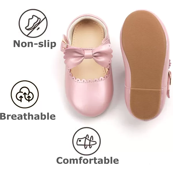 THEE BRON Toddler Girls Shoes Mary Jane Flats for Girls Ballerina Dress ShoesAf324pink