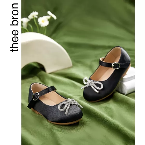THEE BRON Toddler Girls Shoes Mary Jane Flats for Girls Ballerina Dress ShoesAf356black