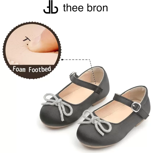THEE BRON Toddler Girls Shoes Mary Jane Flats for Girls Ballerina Dress ShoesAf356black