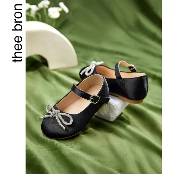 THEE BRON Toddler Girls Shoes Mary Jane Flats for Girls Ballerina Dress ShoesAf356black