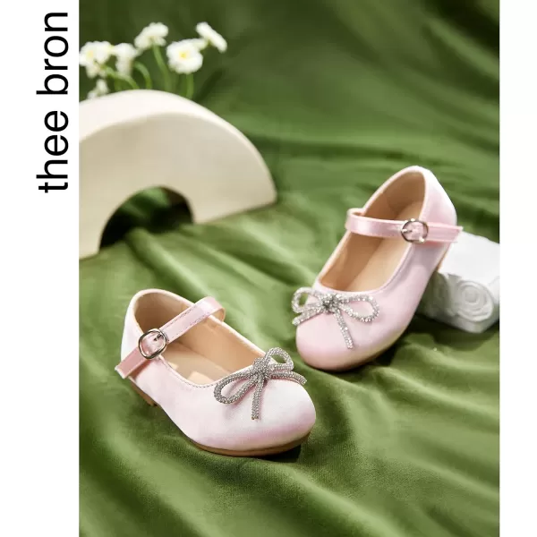 THEE BRON Toddler Girls Shoes Mary Jane Flats for Girls Ballerina Dress ShoesAf356pink