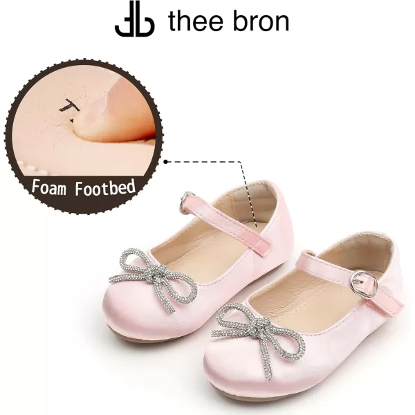 THEE BRON Toddler Girls Shoes Mary Jane Flats for Girls Ballerina Dress ShoesAf356pink
