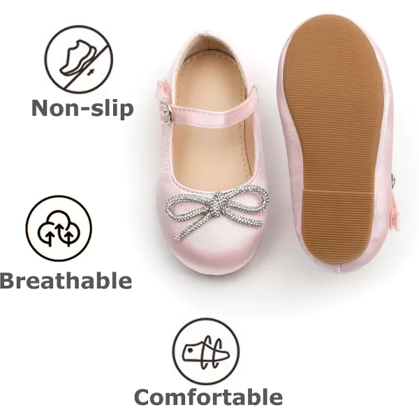 THEE BRON Toddler Girls Shoes Mary Jane Flats for Girls Ballerina Dress ShoesAf356pink