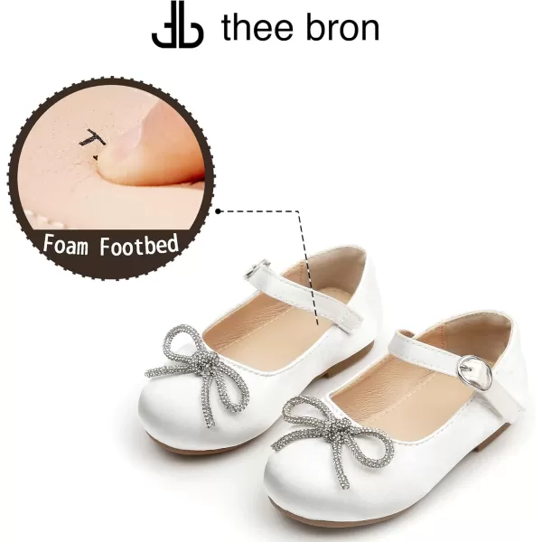 THEE BRON Toddler Girls Shoes Mary Jane Flats for Girls Ballerina Dress ShoesAf356white