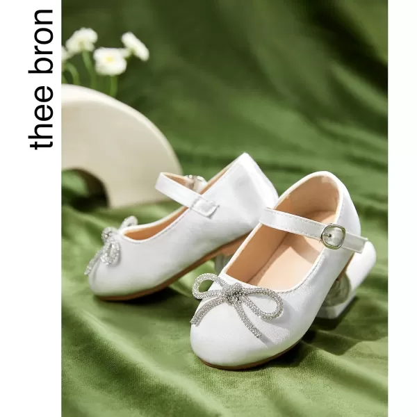 THEE BRON Toddler Girls Shoes Mary Jane Flats for Girls Ballerina Dress ShoesAf356white