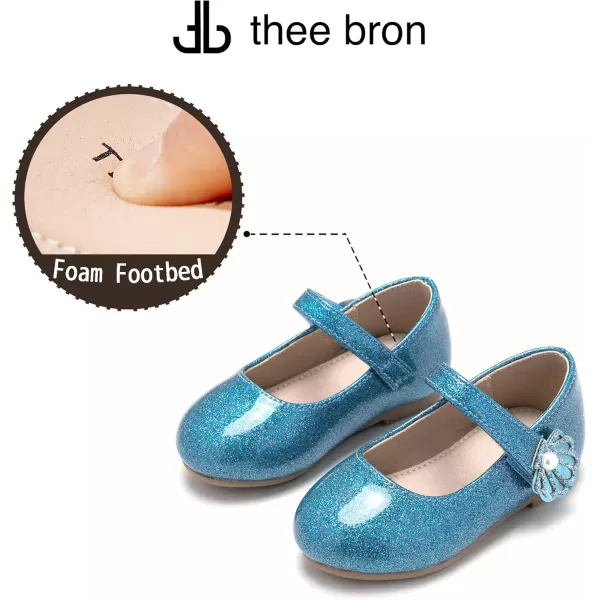 THEE BRON Toddler Girls Shoes Mary Jane Flats for Girls Ballerina Dress ShoesAf420blue