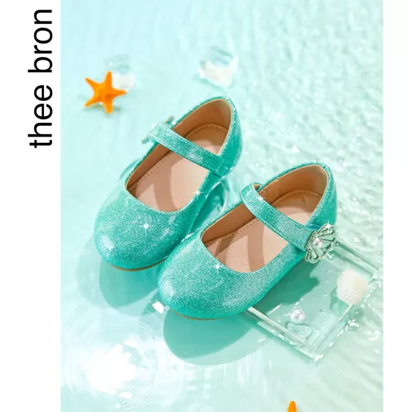 THEE BRON Toddler Girls Shoes Mary Jane Flats for Girls Ballerina Dress ShoesAf420green