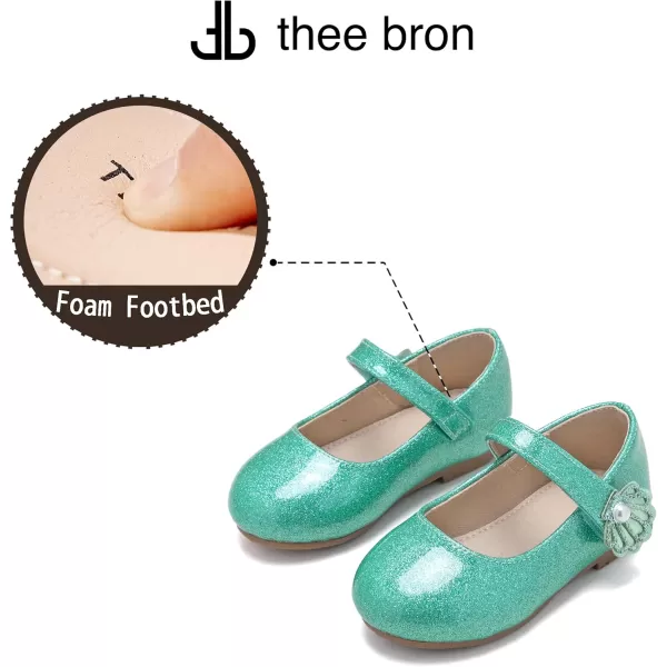 THEE BRON Toddler Girls Shoes Mary Jane Flats for Girls Ballerina Dress ShoesAf420green