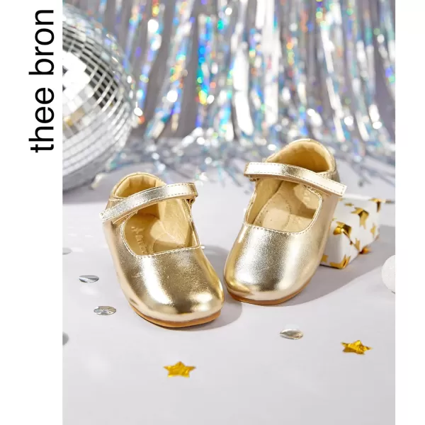 THEE BRON Toddler Girls Shoes Mary Jane Flats for Girls Ballerina Dress ShoesAf434gold