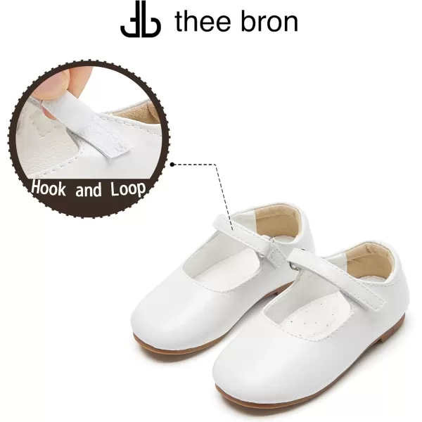 THEE BRON Toddler Girls Shoes Mary Jane Flats for Girls Ballerina Dress ShoesAf434white