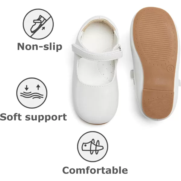 THEE BRON Toddler Girls Shoes Mary Jane Flats for Girls Ballerina Dress ShoesAf434white