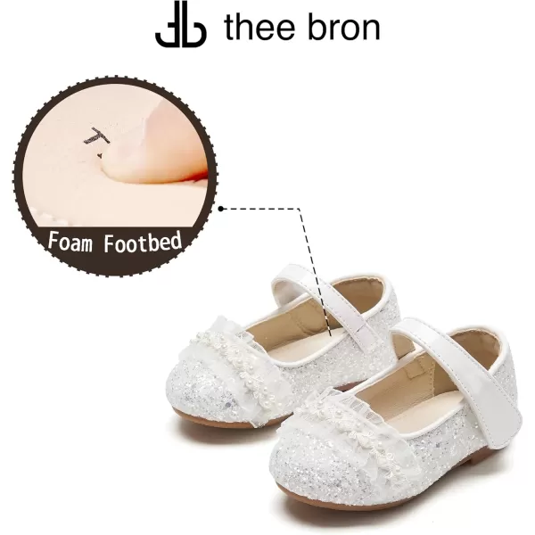 THEE BRON Toddler Girls Shoes Mary Jane Flats for Girls Ballerina Dress ShoesAf448white