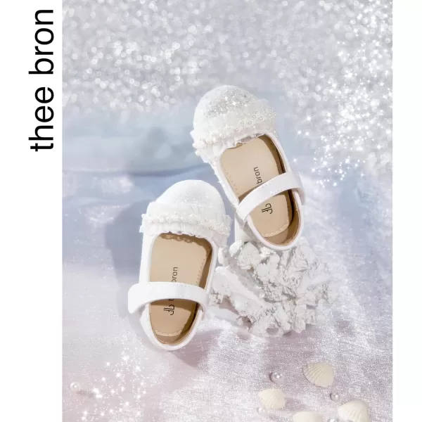 THEE BRON Toddler Girls Shoes Mary Jane Flats for Girls Ballerina Dress ShoesAf448white