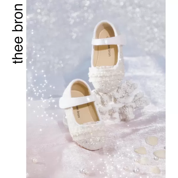 THEE BRON Toddler Girls Shoes Mary Jane Flats for Girls Ballerina Dress ShoesAf448white