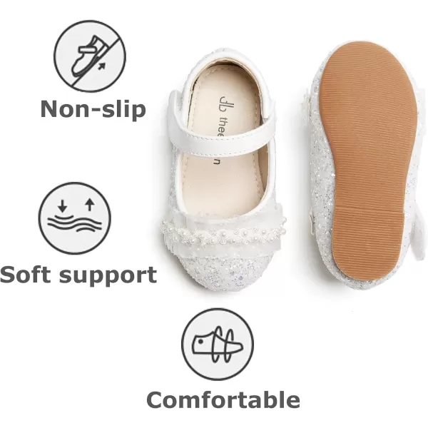 THEE BRON Toddler Girls Shoes Mary Jane Flats for Girls Ballerina Dress ShoesAf448white