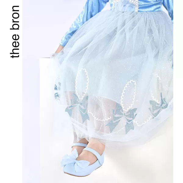 THEE BRON Toddler Girls Shoes Mary Jane Flats for Girls Ballerina Dress ShoesAg207blue