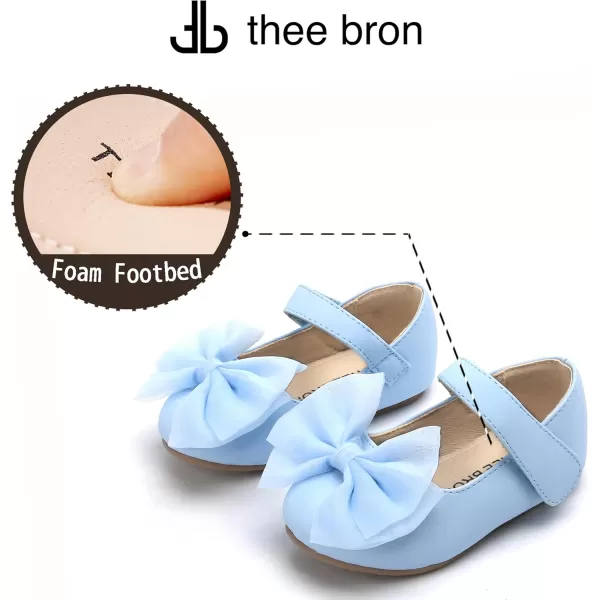 THEE BRON Toddler Girls Shoes Mary Jane Flats for Girls Ballerina Dress ShoesAg207blue