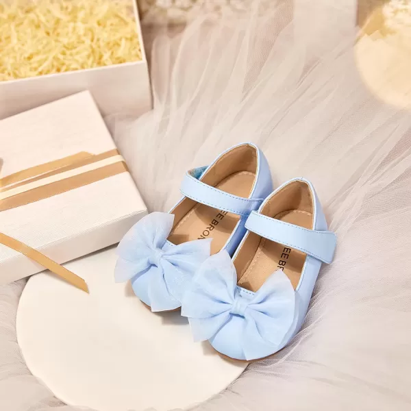 THEE BRON Toddler Girls Shoes Mary Jane Flats for Girls Ballerina Dress ShoesAg207blue