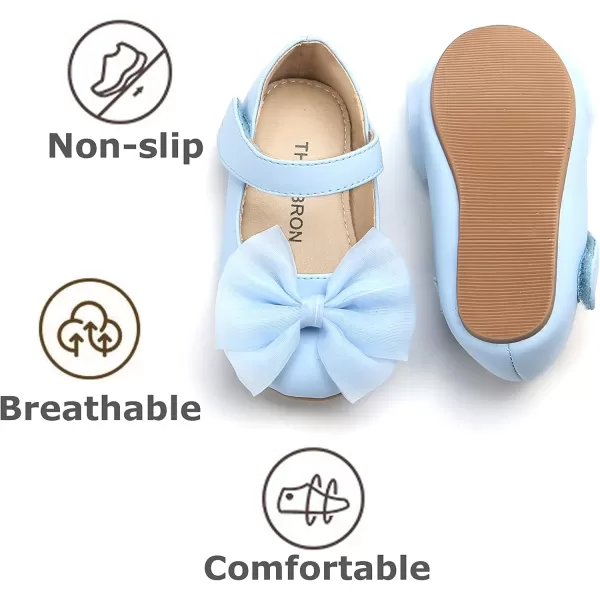 THEE BRON Toddler Girls Shoes Mary Jane Flats for Girls Ballerina Dress ShoesAg207blue