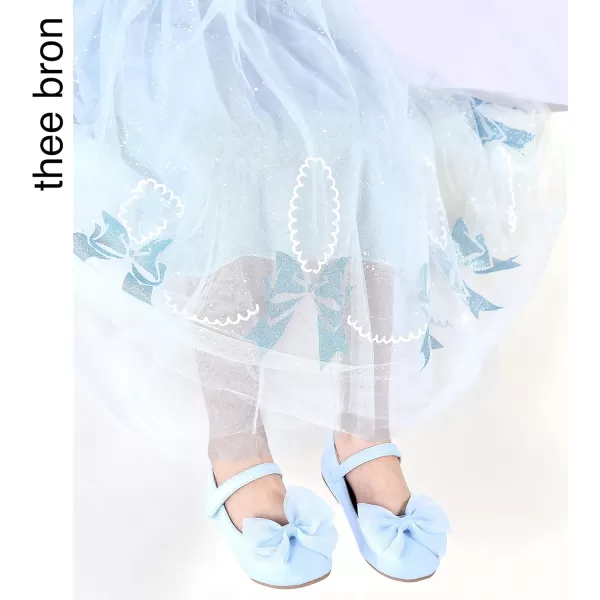 THEE BRON Toddler Girls Shoes Mary Jane Flats for Girls Ballerina Dress ShoesAg207blue