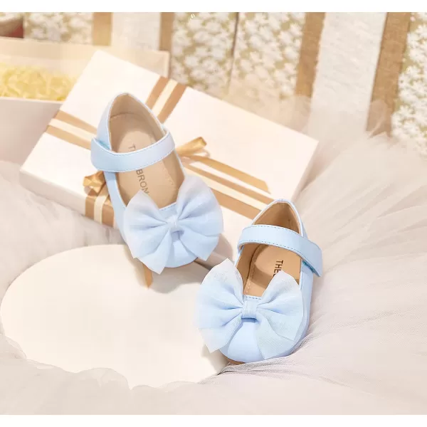THEE BRON Toddler Girls Shoes Mary Jane Flats for Girls Ballerina Dress ShoesAg207blue