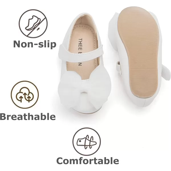 THEE BRON Toddler Girls Shoes Mary Jane Flats for Girls Ballerina Dress ShoesAg207white