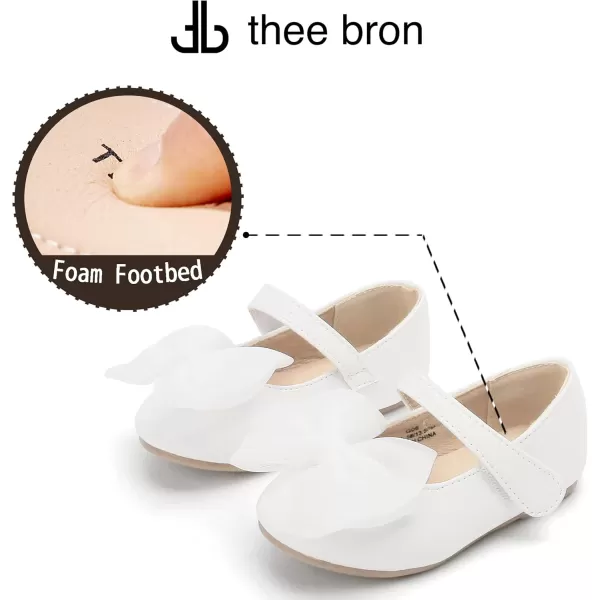 THEE BRON Toddler Girls Shoes Mary Jane Flats for Girls Ballerina Dress ShoesAg207white