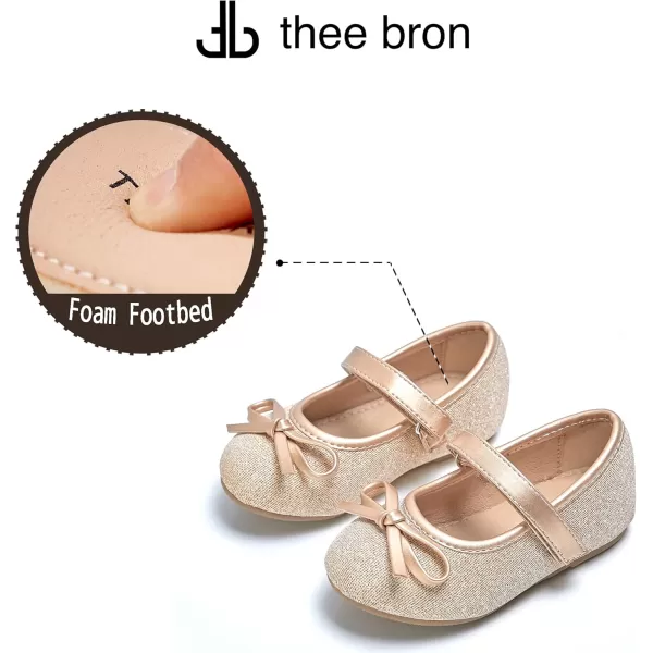 THEE BRON Toddler Girls Shoes Mary Jane Flats for Girls Ballerina Dress ShoesAg208gold