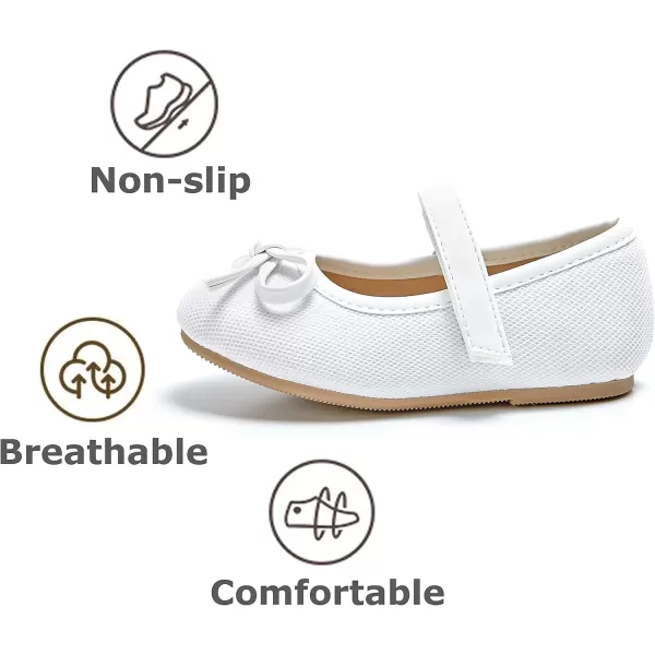 THEE BRON Toddler Girls Shoes Mary Jane Flats for Girls Ballerina Dress ShoesAg208white