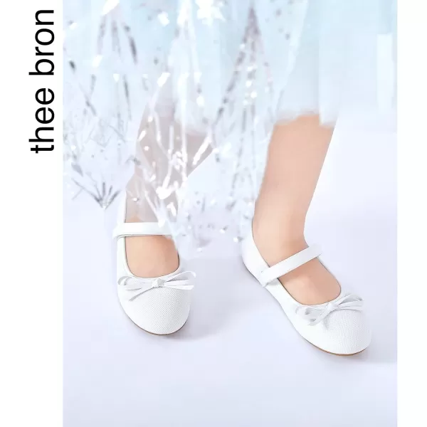 THEE BRON Toddler Girls Shoes Mary Jane Flats for Girls Ballerina Dress ShoesAg208white