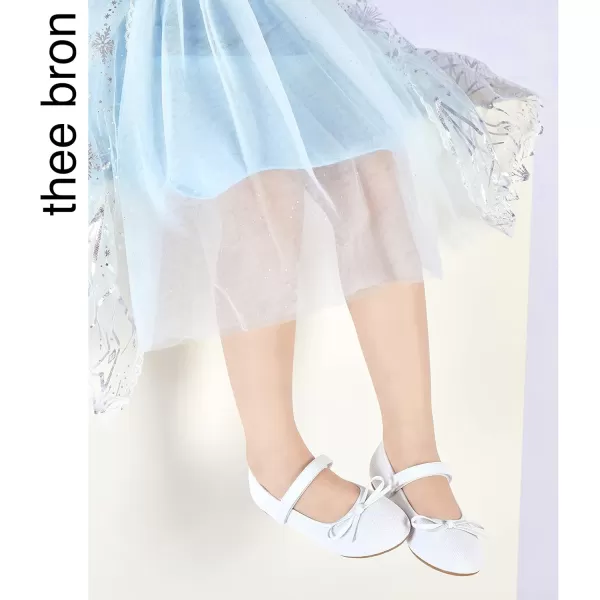 THEE BRON Toddler Girls Shoes Mary Jane Flats for Girls Ballerina Dress ShoesAg208white