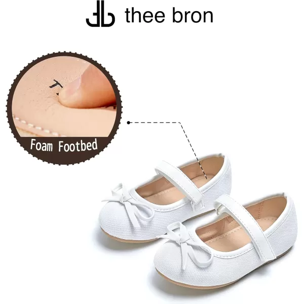 THEE BRON Toddler Girls Shoes Mary Jane Flats for Girls Ballerina Dress ShoesAg208white
