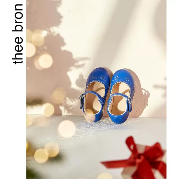 THEE BRON Toddler Girls Shoes Mary Jane Flats for Girls Ballerina Dress ShoesAg209blue