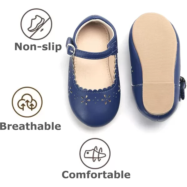 THEE BRON Toddler Girls Shoes Mary Jane Flats for Girls Ballerina Dress ShoesAg209blue