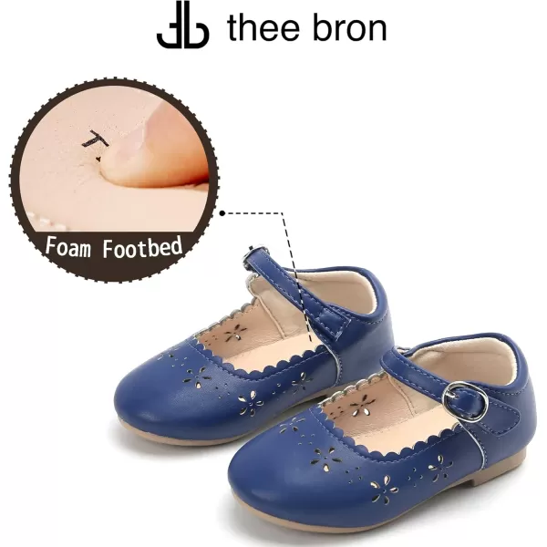 THEE BRON Toddler Girls Shoes Mary Jane Flats for Girls Ballerina Dress ShoesAg209blue