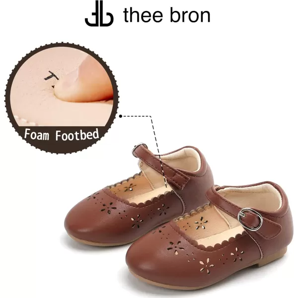 THEE BRON Toddler Girls Shoes Mary Jane Flats for Girls Ballerina Dress ShoesAg209brown