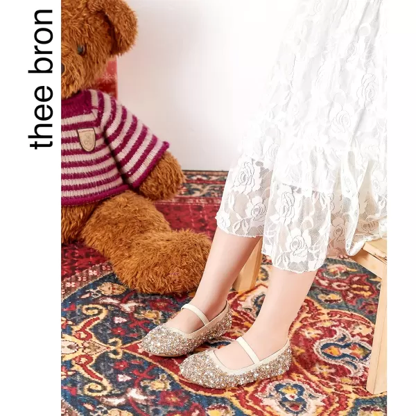 THEE BRON Toddler Girls Shoes Mary Jane Flats for Girls Ballerina Dress ShoesAg210gold